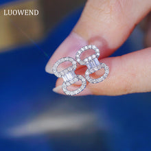 Load image into Gallery viewer, LUOWEND 18K White Gold Real Natural Diamond Stud Earrings for Women