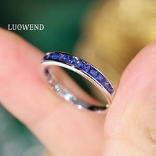 Load image into Gallery viewer, LUOWEND 18K White Gold Natural Sapphire Ring for Women