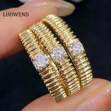 Load image into Gallery viewer, LUOWEND 18K Yellow Gold Real Natural Diamond Ring for Women