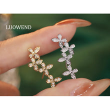 Load image into Gallery viewer, LUOWEND 18K White or Yellow or Rose Gold Natural Diamond Earrings for Women