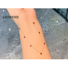 Load image into Gallery viewer, LUOWEND 18K Yellow Gold Natural Ruby Necklace for Women