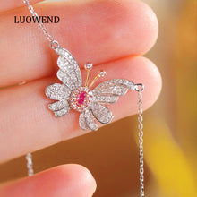 Load image into Gallery viewer, LUOWEND 18K White Gold Natural Pink Diamond Necklace for Women