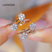 Load image into Gallery viewer, LUOWEND 18K Rose Gold Real Natural Diamond Ring for Women