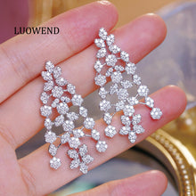 Load image into Gallery viewer, LUOWEND 18K White Gold Natural Drop Earrings for Women