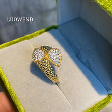 Load image into Gallery viewer, LUOWEND 18K Yellow Gold Natural Diamond Ring for Women