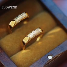 Load image into Gallery viewer, LUOWEND 18K Yellow Gold Real Natural Diamond Ring for Women