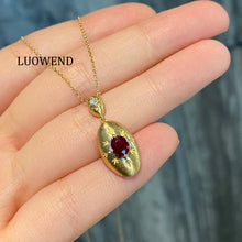 Load image into Gallery viewer, LUOWEND 18K Yellow Gold Natural Ruby Pendant for Women