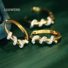 Load image into Gallery viewer, LUOWEND 18K White/Yellow Gold Fine Jewelry Real Natural Diamond Earrings for Women
