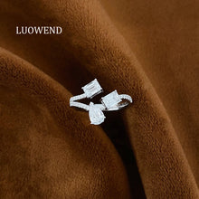 Load image into Gallery viewer, LUOWEND 18K White Gold Natural Diamond Ring for Women