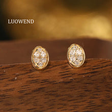 Load image into Gallery viewer, LUOWEND 18K Yellow Gold Natural Diamond Earrings for Women