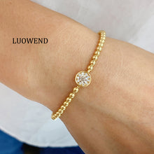 Load image into Gallery viewer, LUOWEND 18K Yellow Gold Real Natural Diamond Bracelet for Women