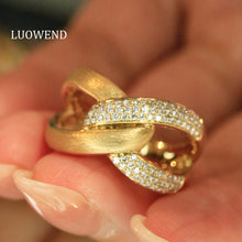 Load image into Gallery viewer, LUOWEND 18K Yellow Gold Fine Jewelry Real Natural Diamond Ring for Women