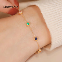 Load image into Gallery viewer, LUOWEND 18K Yellow Gold Real Natural Gemstone Bracelet for Women