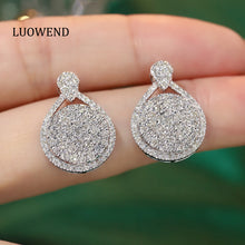 Load image into Gallery viewer, LUOWEND 18K White Gold Natural Diamond Stud Earrings for Women