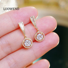 Load image into Gallery viewer, LUOWEND 18K Yellow Gold Natural Diamond Stud Earrings for Women