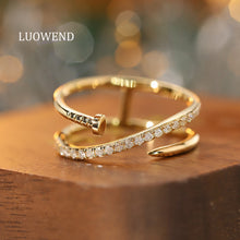 Load image into Gallery viewer, LUOWEND 18K Yellow Gold Natural Diamond Ring for Women