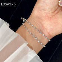Load image into Gallery viewer, LUOWEND 18K White Gold Real Natural Diamond Bracelet for Women