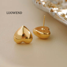 Load image into Gallery viewer, LUOWEND 18K Yellow Gold Stud Earrings for Women