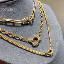 Load image into Gallery viewer, LUOWEND 18K Yellow Gold Real Natural Diamond Necklace for Women