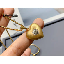Load image into Gallery viewer, LUOWEND 18K Yellow Gold Natural Diamond Pendant for Women