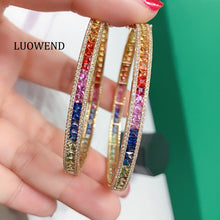 Load image into Gallery viewer, LUOWEND 18K Yellow Gold Real Natural Aquamarine Bracelet for Women