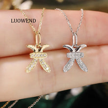 Load image into Gallery viewer, LUOWEND 18K White or Yellow Gold Natural Diamond Necklace for Women