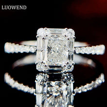 Load image into Gallery viewer, LUOWEND 18K White Gold Real Natural Diamond Ring for Women
