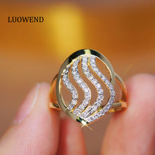 Load image into Gallery viewer, LUOWEND 18K Yellow Gold Real Natural Diamond Ring for Women