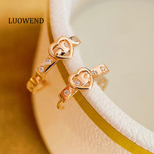 Load image into Gallery viewer, LUOWEND 18K Rose Gold Real Natural Diamond Hoop Earrings for Women