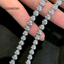 Load image into Gallery viewer, LUOWEND 18K White Gold Natural Diamond Bracelet for Women