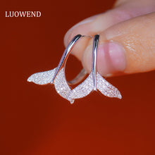 Load image into Gallery viewer, LUOWEND 18K White Gold Real Natural Diamond Hoop Earrings for Women
