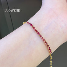 Load image into Gallery viewer, LUOWEND 18K Yellow Gold Natural Ruby Bracelet for Women