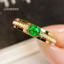 Load image into Gallery viewer, LUOWEND 18K Yellow Gold Real Natural Diamond and Emerald Gemstone Bracelet for Women