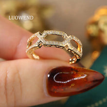 Load image into Gallery viewer, LUOWEND 18K White Gold Natural Diamond Ring for Women