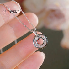 Load image into Gallery viewer, LUOWEND 18K White Gold Natural Diamond Pendant Necklace for Women