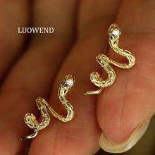 Load image into Gallery viewer, LUOWEND 18K White or Yellow Gold Natural Diamond Earrings for Women