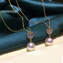 Load image into Gallery viewer, LUOWEND 18K Yellow or Rose Gold Real Natural Akoya Pearl Necklace for Women