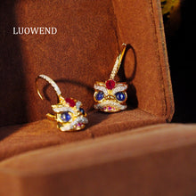 Load image into Gallery viewer, LUOWEND 18K Yellow Gold Real Natural Gemstone Hoop Earrings for Women