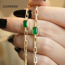 Load image into Gallery viewer, LUOWEND 18K Yellow Gold Emerald Bracelet for Women