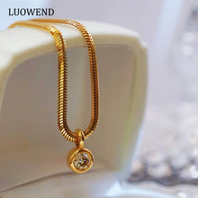 Load image into Gallery viewer, LUOWEND 18K Yellow Gold Real Natural Diamond Pendant Necklace for Women