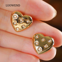 Load image into Gallery viewer, LUOWEND 18K Yellow Gold Natural Diamond Earrings for Women