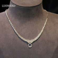 Load image into Gallery viewer, LUOWEND 18K White Gold Natural Diamond Necklace for Women