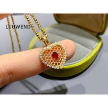 Load image into Gallery viewer, LUOWEND 18K Yellow Gold Natural Ruby Pendant for Women
