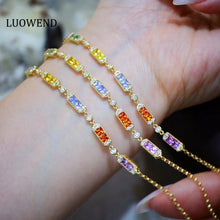 Load image into Gallery viewer, LUOWEND 18K Yellow Gold Natural Color Sapphire Bracelet for Women
