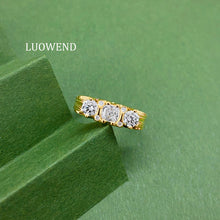 Load image into Gallery viewer, LUOWEND 18K Yellow Gold Natural Diamond Ring for Women