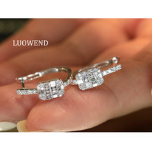 Load image into Gallery viewer, LUOWEND 18K White Gold Fine Jewelry Real Natural Diamond Earrings for Women