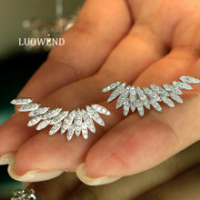 Load image into Gallery viewer, LUOWEND 18K White or Yellow Gold Natural Diamond Earrings for Women