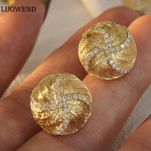 Load image into Gallery viewer, LUOWEND 18K Yellow Gold Real Natural Diamond Stud Earrings for Women