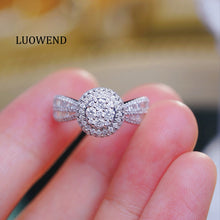 Load image into Gallery viewer, LUOWEND 18K White Gold Natural Diamond Ring for Women