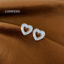 Load image into Gallery viewer, LUOWEND 18K White Gold Natural Diamond Earrings for Women